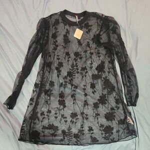 Free People Sheer Lace Black  Dress